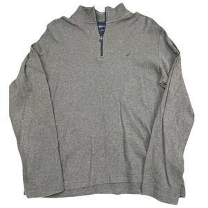 Nautica Mens Shirt Medium Slim Fit Quarter Zip Gray Pullover Fleece Chest Logo